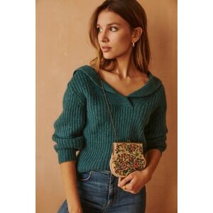 Vintage Floral Needlepoint Beaded Kiss-Lock Evening Bag — 1940s–1950s